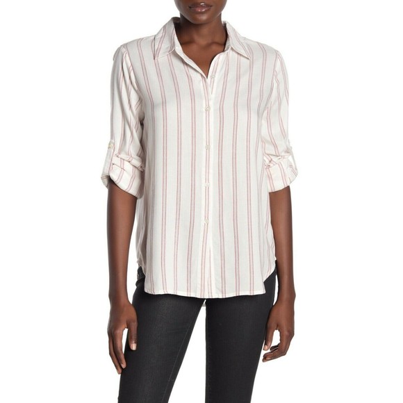 Max Studio Tops - Max Studio Button Up Shirt, Ivory/Red, Women's Size Large, Retail $78.00